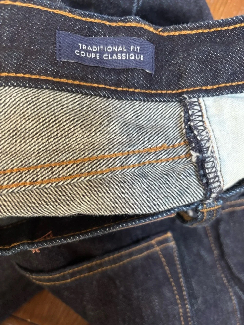 LANDS END SQUARE RIGGER STRAIGHT LEG CLASSIC DARK BLUE DENIM JEANS SIZE 33X29